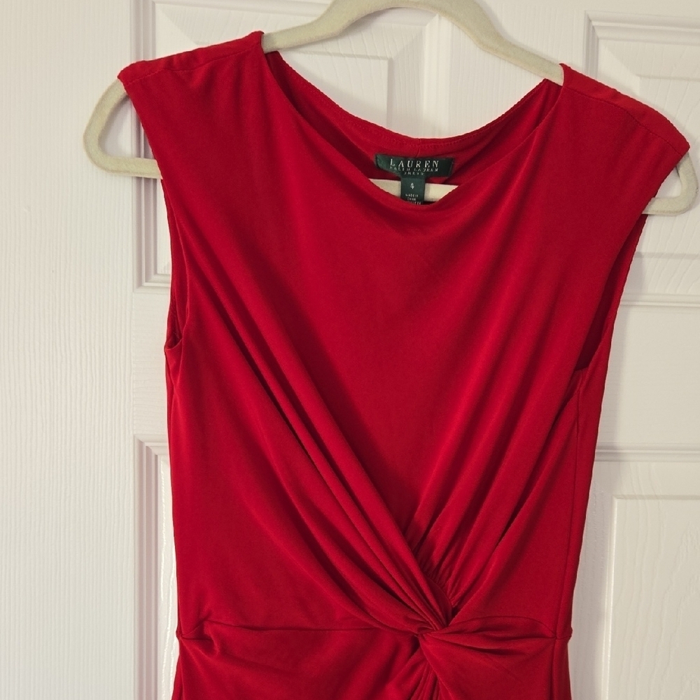 Lauren‎ Ralph Lauren Red Midi Elegent Dress Size 4 - Picture 2 of 4